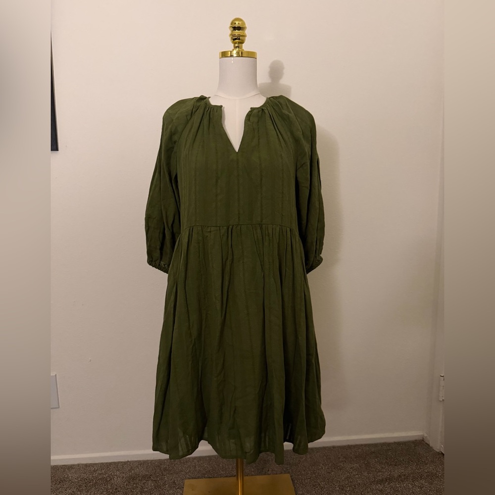 London Times Olive Long Sleeve Dress